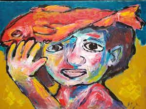 Martin van Wordragen - Jongen met vis. verkocht voor € 300!