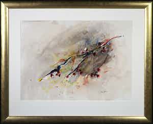 Antonio Poioumen - Aquarel, Winter - Ingelijst verkocht voor € 50!