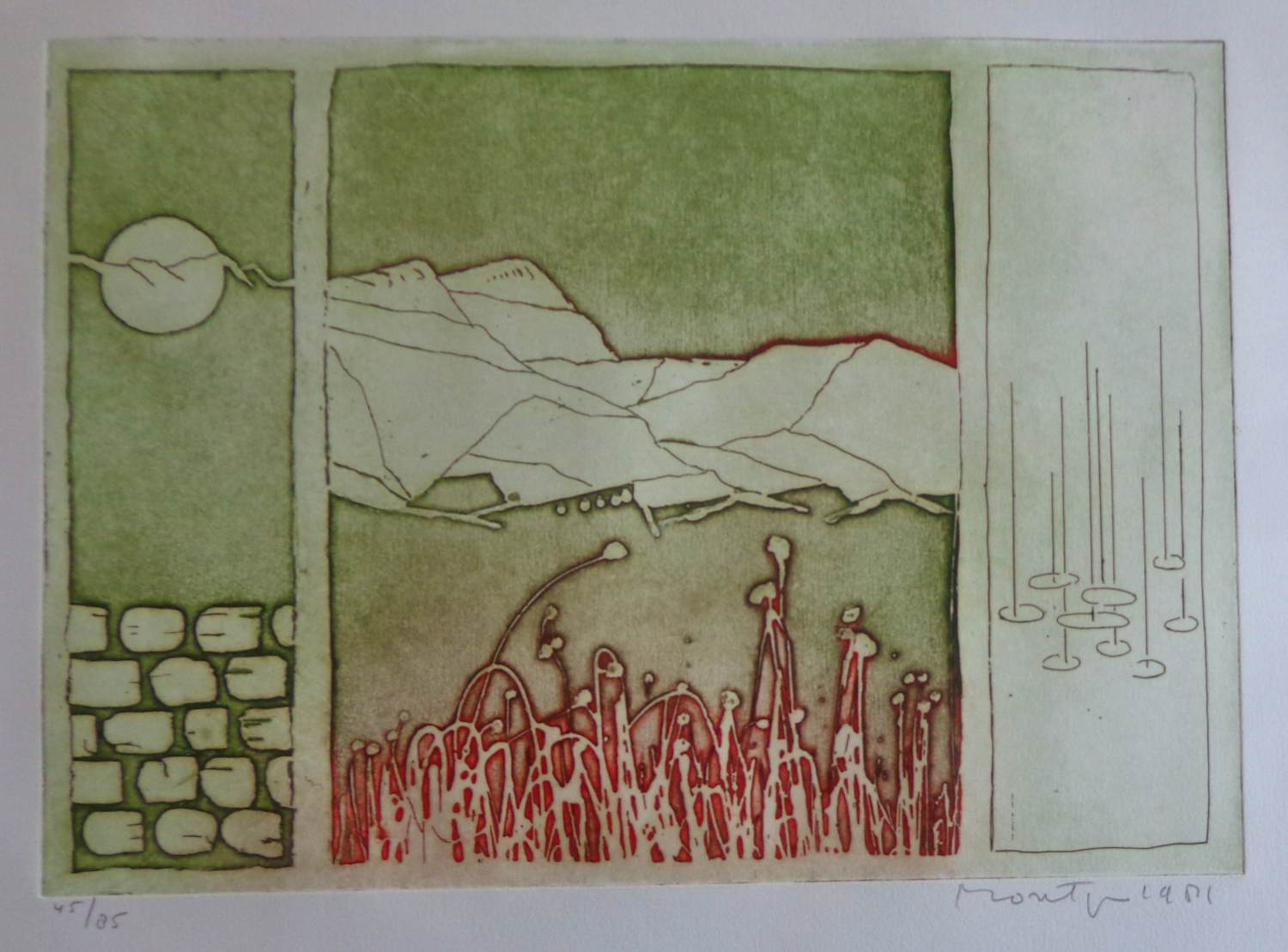 Buy Jan Montyn - LANDSCHAP / KLEURETS-AQUATINT / 49x65cm / SIG / 1981? Bid from 75!