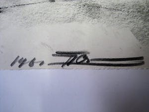 Niet of onleesbaar gesigneerd - Intrigerende 1961 Houtskooltek. "Bergachtig landschap met dorp" gesigneerd kopen? Bied vanaf 1!