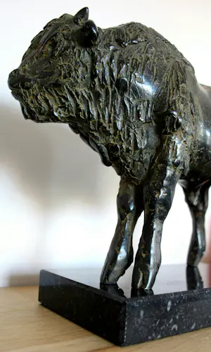 Hetty Heyster - Bronzen sculptuur: Bizon kalf - 1990 + boek (beeld staat in boek) kopen? Bied vanaf 1250!