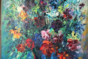 Jan Makkes - Bloemenpracht in blauwe vaas kopen? Bied vanaf 600!