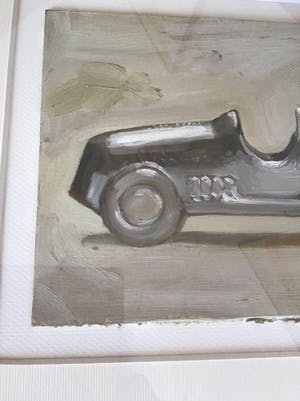 Niet of onleesbaar gesigneerd - Ben Sleek? Olieverf op karton, gesigneerd, Unica, titel Auto kopen? Bied vanaf 10!