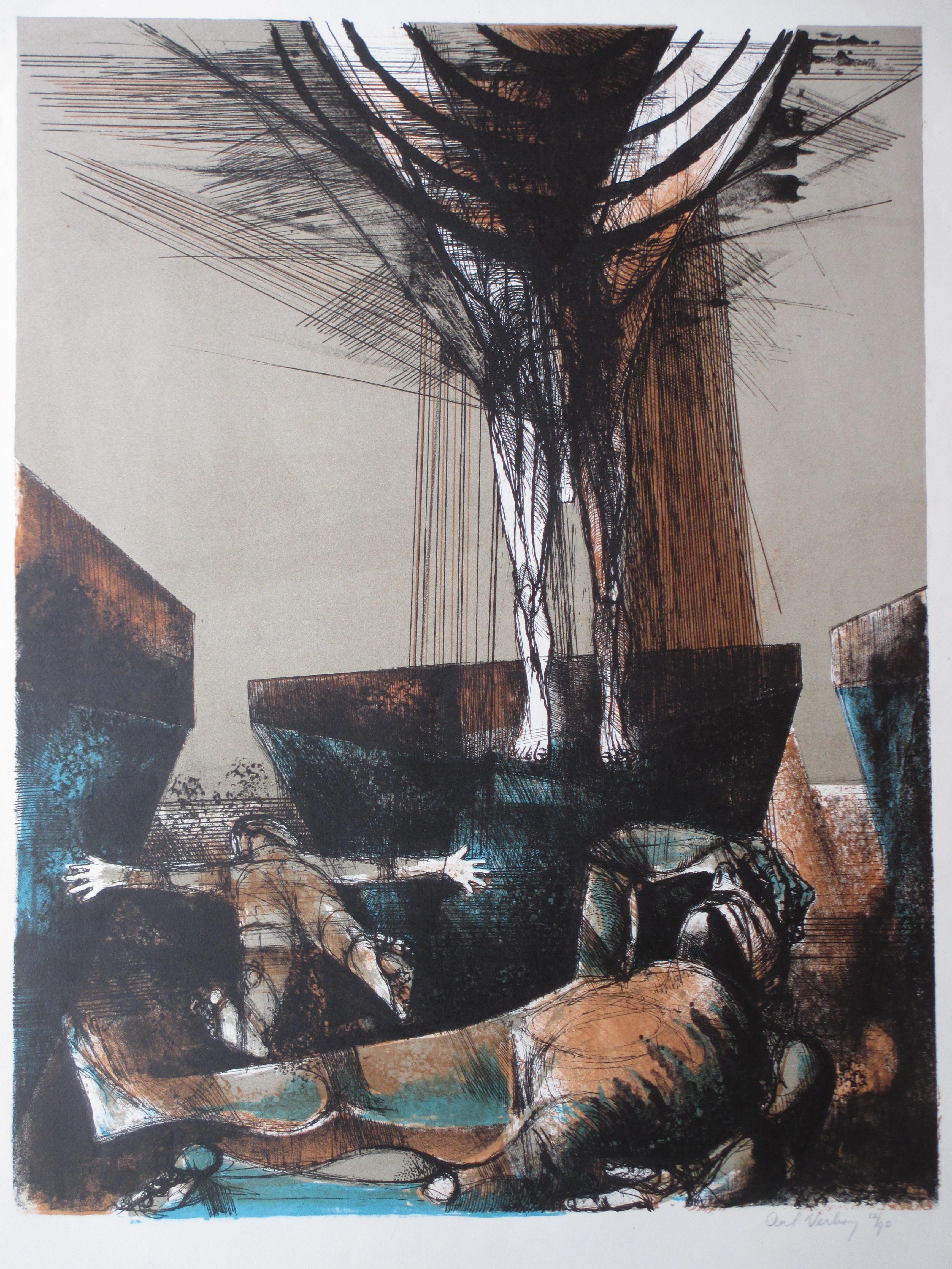 Aat Verhoog - De Gevallenen - Kleurenlitho verkocht voor € 35!