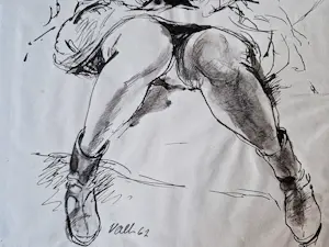 Ed Valk - Erotische oostindische Pentekening - 1962 - "Inkijk" - in passe partout kopen? Bied vanaf 28!