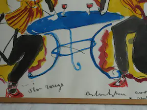 Anton Heyboer - Ingelijst & groot , Pastel & acryl, Can Can danseressen in Parijs kopen? Bied vanaf 300!