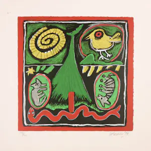 Corneille - Zeefdruk, Oiseau, chat et serpent kopen? Bied vanaf 1!