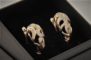 1267- Chique set 14 krt rosé-goud & diamanten (ca.0.80ct) oorclips - gekeurd kopen? Bied vanaf 270!