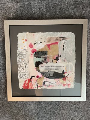 Miriam Slaats - Zeefdruk - Alle kennis komt voort uit onze zintuigen - Ingelijst kopen? Bied vanaf 65!