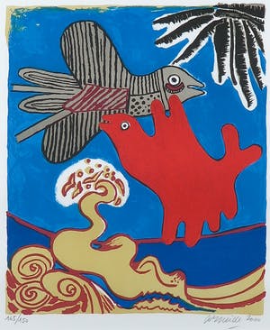 Corneille - Litho, L'oiseau et la mer - Ingelijst kopen? Bied vanaf 200!