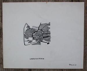 Eugene Brands - Oost-Indische inkt en potlood op papier: Leeuwarden - 1971 kopen? Bied vanaf 295!
