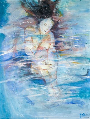 Niet of onleesbaar gesigneerd - Acryl op doek, Zonder titel - Ingelijst kopen? Bied vanaf 1!