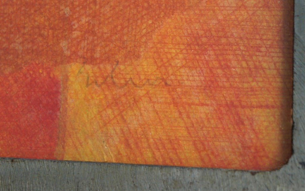 Niet of onleesbaar gesigneerd - Onbekende techniek , Vrouw in oranje, Ballet ?– 54 x 54 cm  kopen? Bied vanaf 50!