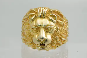47 - Forse & mooi gedetailleerde 18 Krt geel-gouden Leeuwenkop ring kaufen? Bieten Sie von 760!