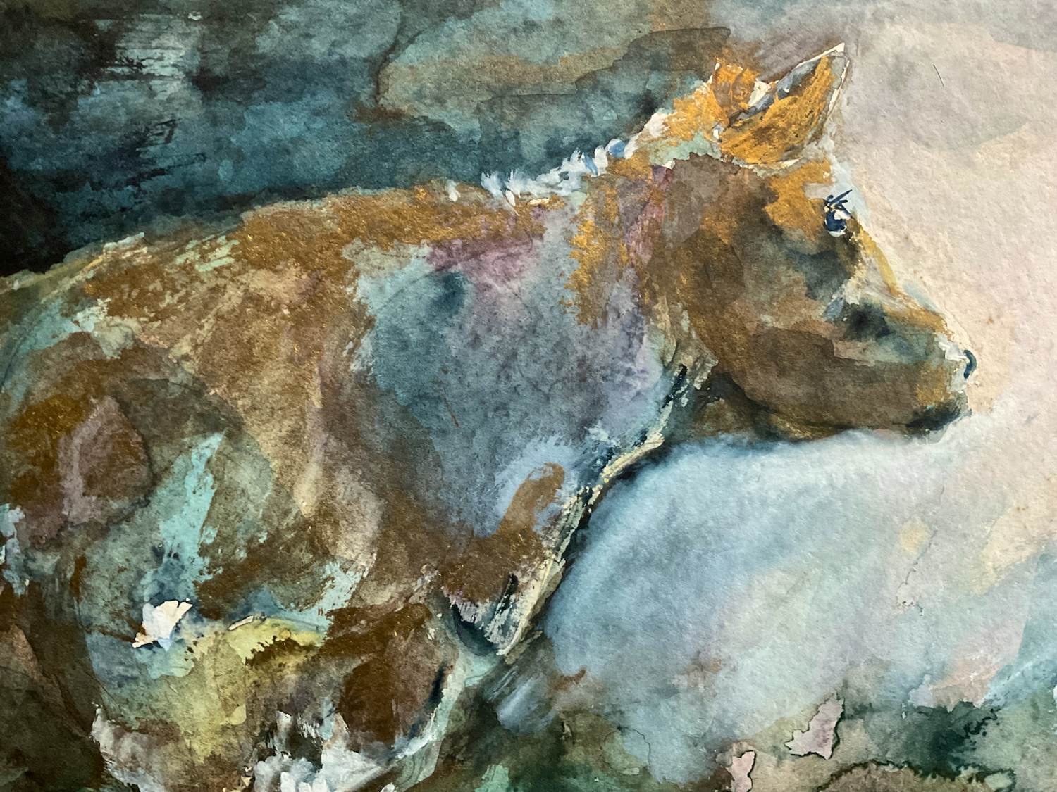 Niet of onleesbaar gesigneerd - Koe in goud. kopen? Bied vanaf 1!