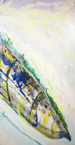 Willemijn Bouman - Gemengde techniek op paneel, Vliegend (Drieluik) kopen? Bied vanaf 1!