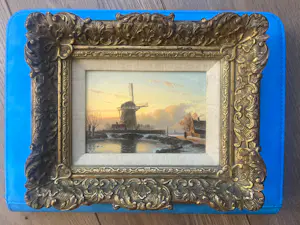 AcheterAnton Karssen - Winters landschap met vrouw op een pad bij een molen? Enchérissez de 390!