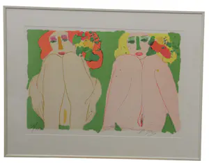 Walasse Ting - Twee zittende dames kopen? Bied vanaf 450!