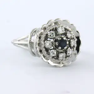 18k witgouden ring bezet met saffier en single cut geslepen diamanten tot. 0,25c kopen? Bied vanaf 750!