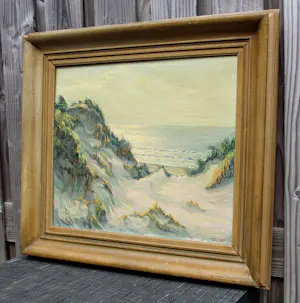 Ad Blok van der Velden - Ingelijste olieverf op doek: "Duingezicht Texel" - 1951 kopen? Bied vanaf 1000!