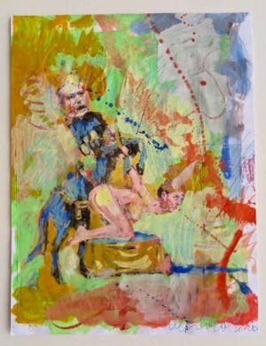 Peter Klashorst - Erotische voorstelling - Ingelijst - Acryl en collage -Unicum- In Prijs verlaagd kopen? Bied vanaf 49!