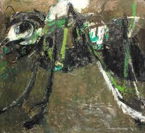 Nico Molenkamp - Olieverf op doek: Insect(Groot werk!) verkocht voor € 1995!