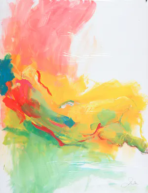 Franscz Witte - Gemengde techniek op papier, Kleurrijk naakt kopen? Bied vanaf 1!