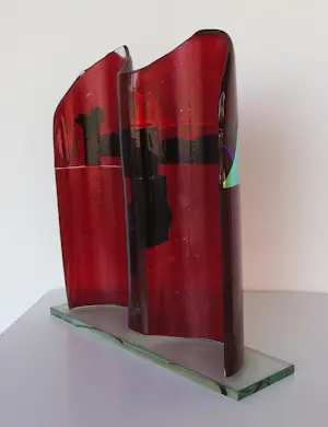 Bert Grotjohann - Glas, Kleurrijk abstract glazen object kopen? Bied vanaf 150!