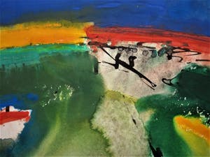 Anthony Krikhaar - Engeland - Expressionistische Gouache "Exmoor Somerset landschap" gesigneerd kopen? Bied vanaf 10!