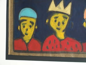 Bart Drost - Ingelijst, acryl op bitumenpapier (pakpapier) , Kijken naar de Maan - 1991 kopen? Bied vanaf 50!