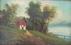 Niet of onleesbaar gesigneerd - landschap met huis, kopen? Bied vanaf 1!