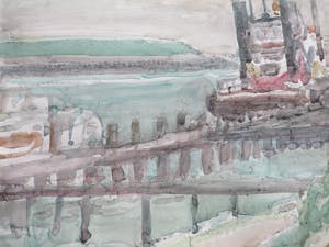 Gerard Menken - Haveningang Westerschelde Vlissingen - Aquarel kopen? Bied vanaf 1!