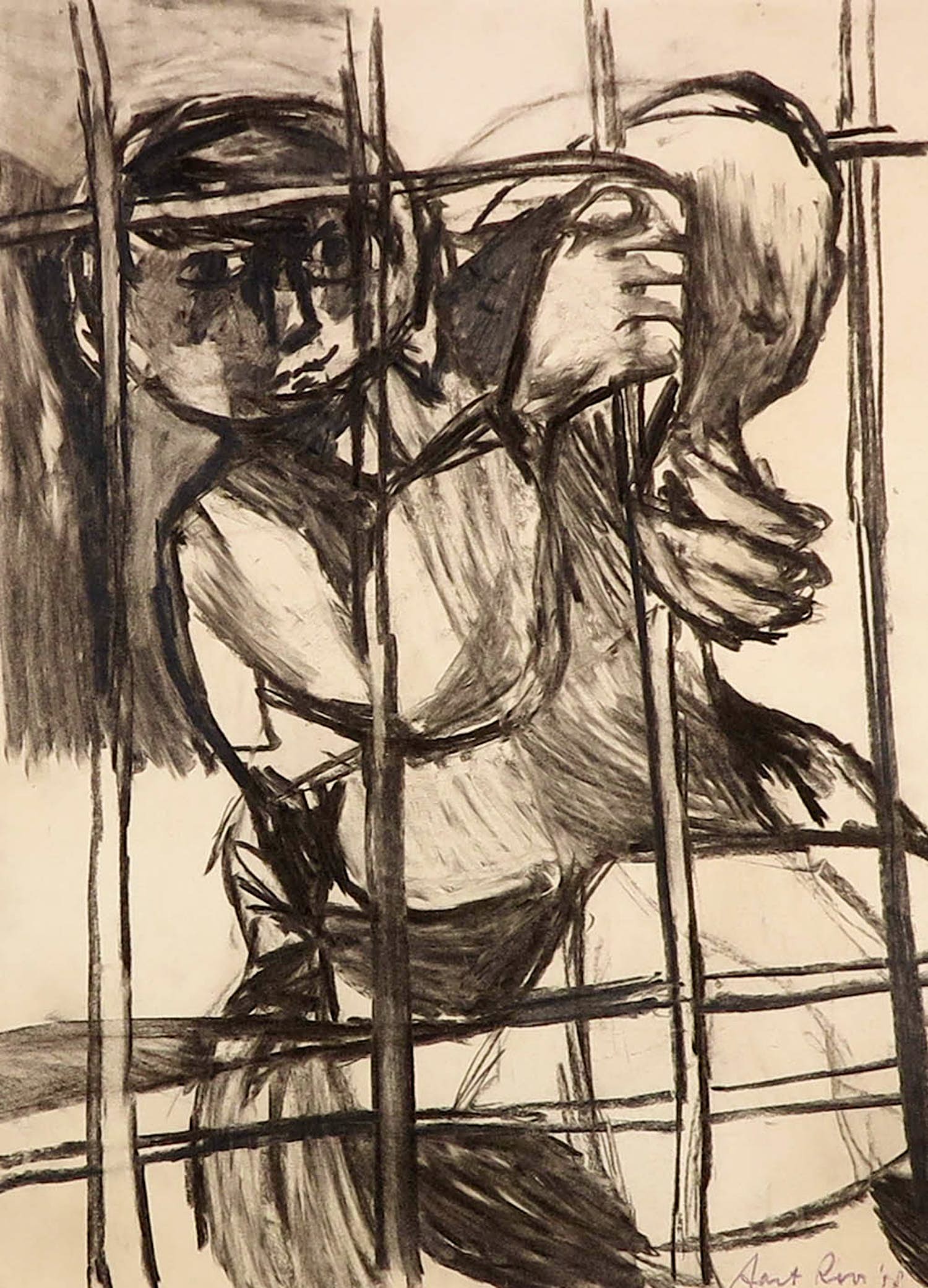 Aart Roos - Krijttekening, Kind in box kopen? Bied vanaf 1!