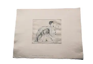 Herman Berserik - Monochrome 1976 Ets "vrouwelijk naakt en pierrot" - eigen druk exemplaar kopen? Bied vanaf 36!