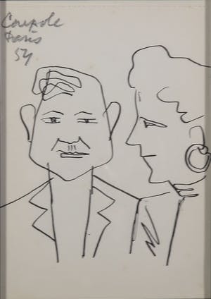 Siep van den Berg - Lot van drie tekeningen, Vier gezichten - Ingelijst kopen? Bied vanaf 35!