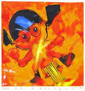 Ad Verstijnen - Zeefdruk, Motorrijdertje verkocht voor € 1!