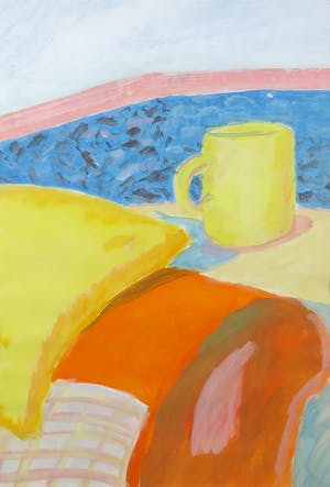 Henny Schrijver - Goauche, Orange swimming pool - Ingelijst kopen? Bied vanaf 1!