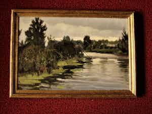 Frits Hubeek - Schilder van het Gooi - fraai olieverf - "Herfst aan de Vecht" - gesigneerd verkocht voor € 10!