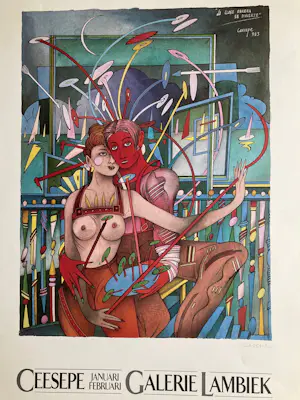 Carlos Ceesepe - Affiche Expositie Galerie Lambiek , La clase obrera - 1990 kopen? Bied vanaf 80!