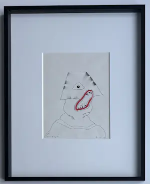 Lucebert - Oost-Indische inkt op papier | 'Tête Trapézoïdale' | 1981 (INGELIJST) kopen? Bied vanaf 950!