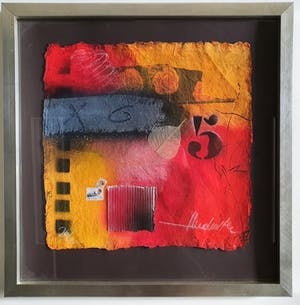 Theo Koster - Five (zeefdruk en collage in luxe lijst) kopen? Bied vanaf 1!