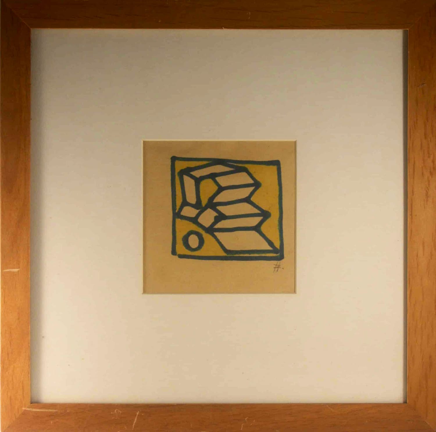 Henk Zweerus - Abstracte compositie - gouache, handgesigneerd, in lijst kopen? Bied vanaf 15!
