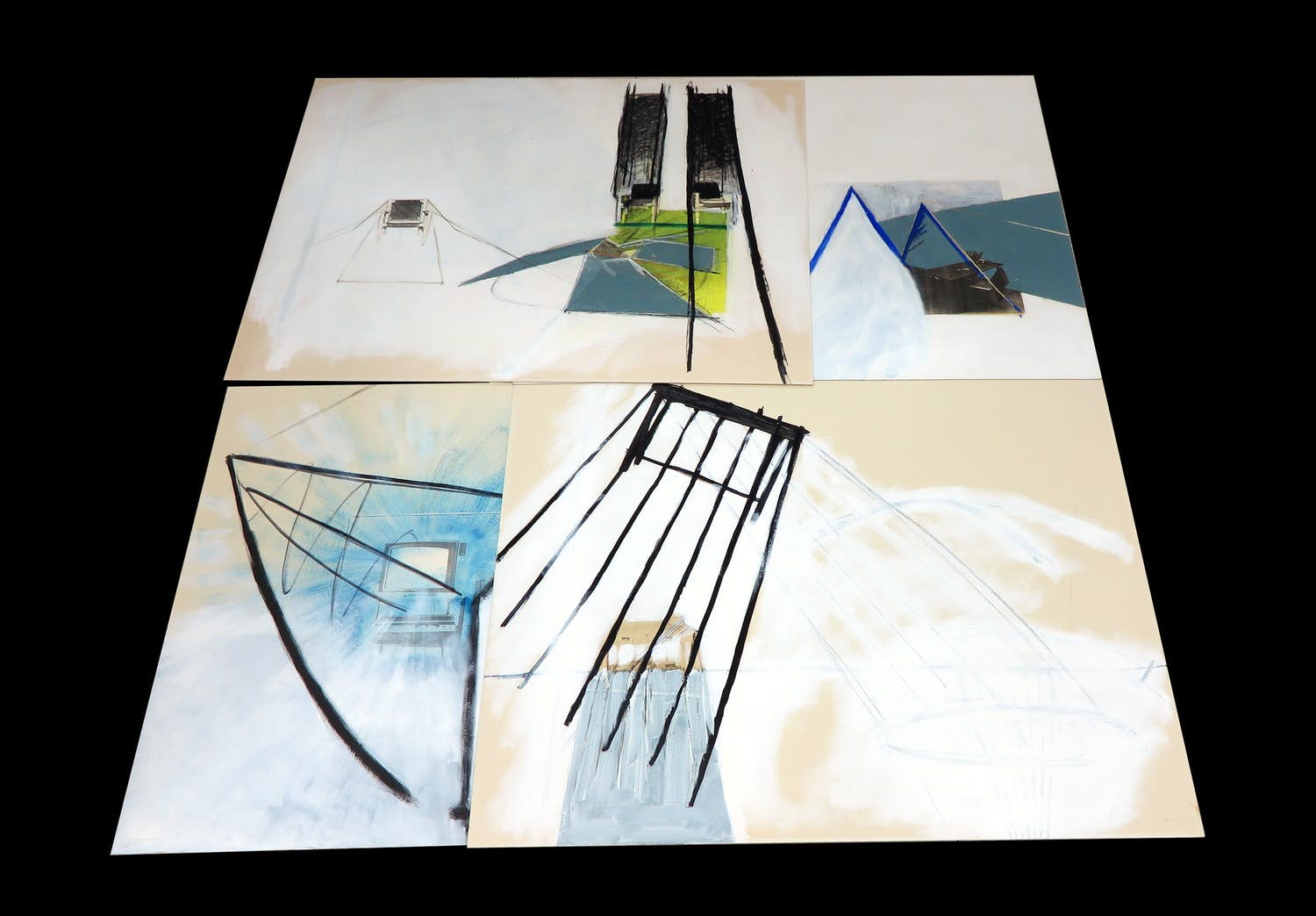 Paul Wiegerinck - Lot van 4 gouacheschilderingen op karton kopen? Bied vanaf 1!