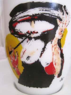 Niet of onleesbaar gesigneerd - Walküre gesigneerde espresso kop en schotel 2x verkocht voor € 10!