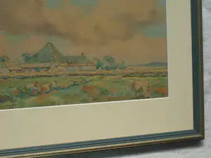 Ad Blok van der Velden - Ingelijste aquarel , Landschap Texel - 1947 kopen? Bied vanaf 250!