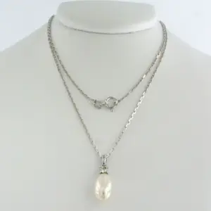 14k witgouden collier en hanger met parel en diamant 0.10ct kaufen? Bieten Sie von 340!