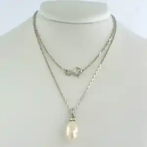 14k witgouden collier en hanger met parel en diamant 0.10ct kaufen? Bieten Sie von 340!