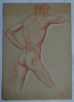 Nico Schrier - 2 Tekeningen, “Naakte man” – ca. 1950 kopen? Bied vanaf 1!