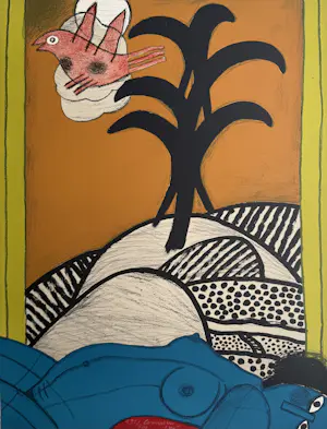 Corneille - handgesigneerde kleurenlitho | 'Nu bleu sous un oiseau' | 1989 kaufen? Bieten Sie von 350!