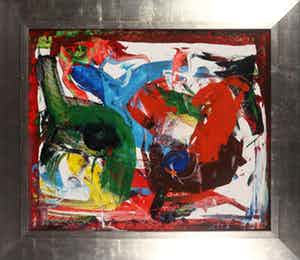 Jan te Wierik - Acryl op board, Zonder titel - Ingelijst verkocht voor € 500!